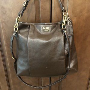 COACH Leather Shoulder Purse in Rich Chocolate Brown